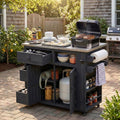 TOPMAX Outdoor Solid Wood Extendable Kitchen Island