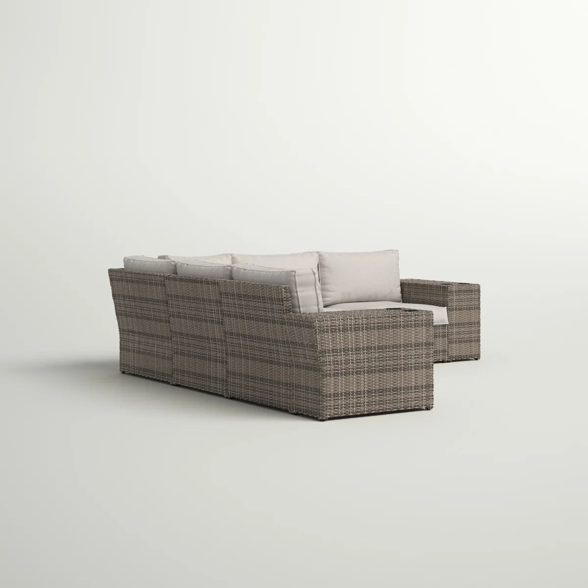 LSI 102'' Wide Outdoor Wicker Patio Sectional with Cushions