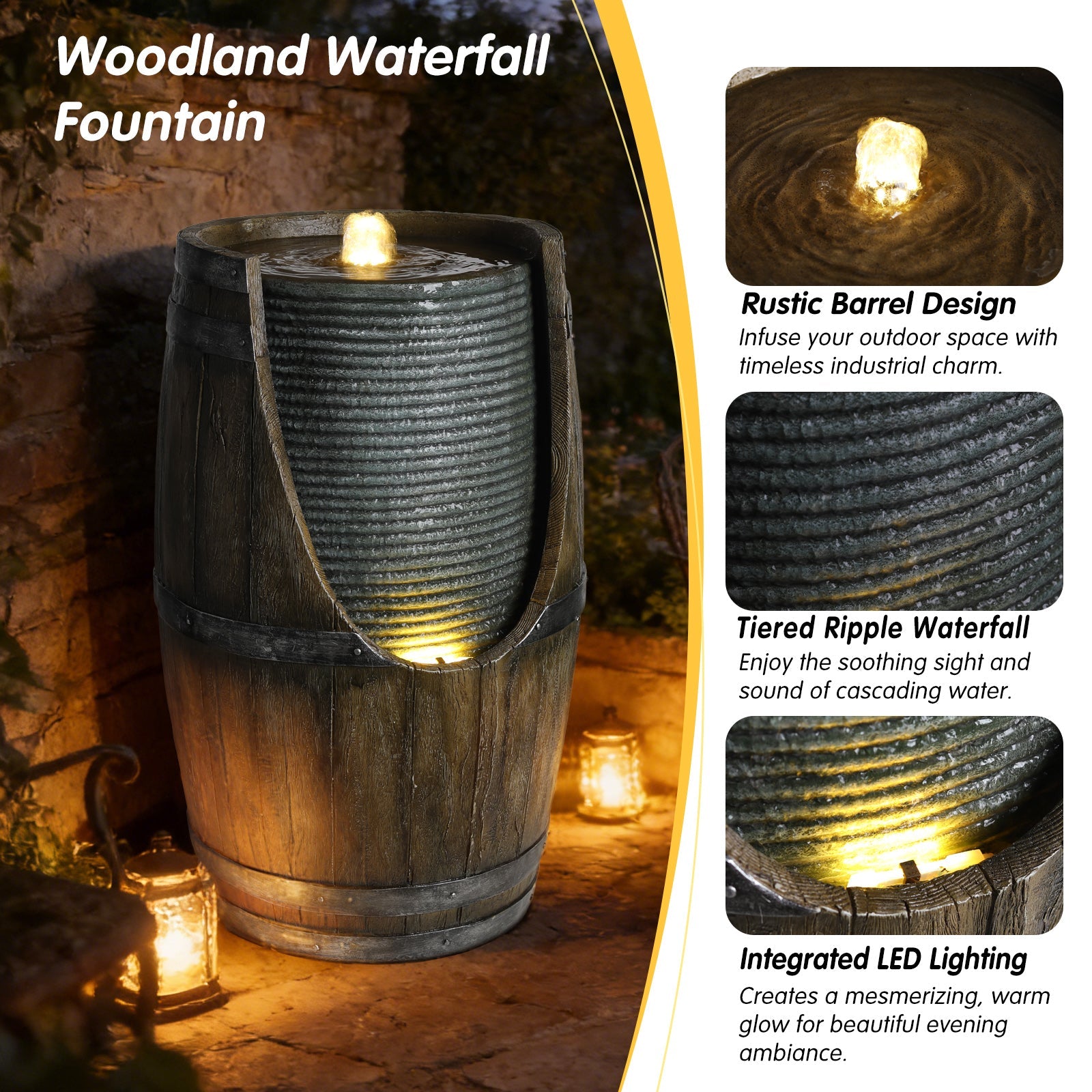 Outdoor Water Fountain with Bird Waterer