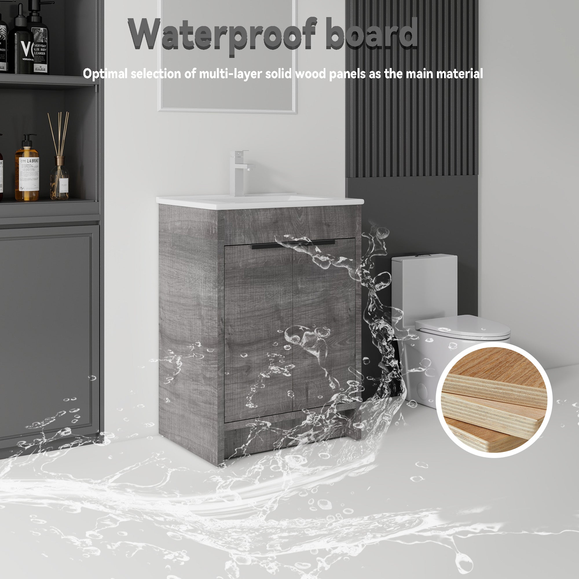 24 Inch Freestanding Bathroom Vanity with Sink