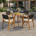 Outdoor 5 Pieces Rustic Patio Acacia Bistro Set