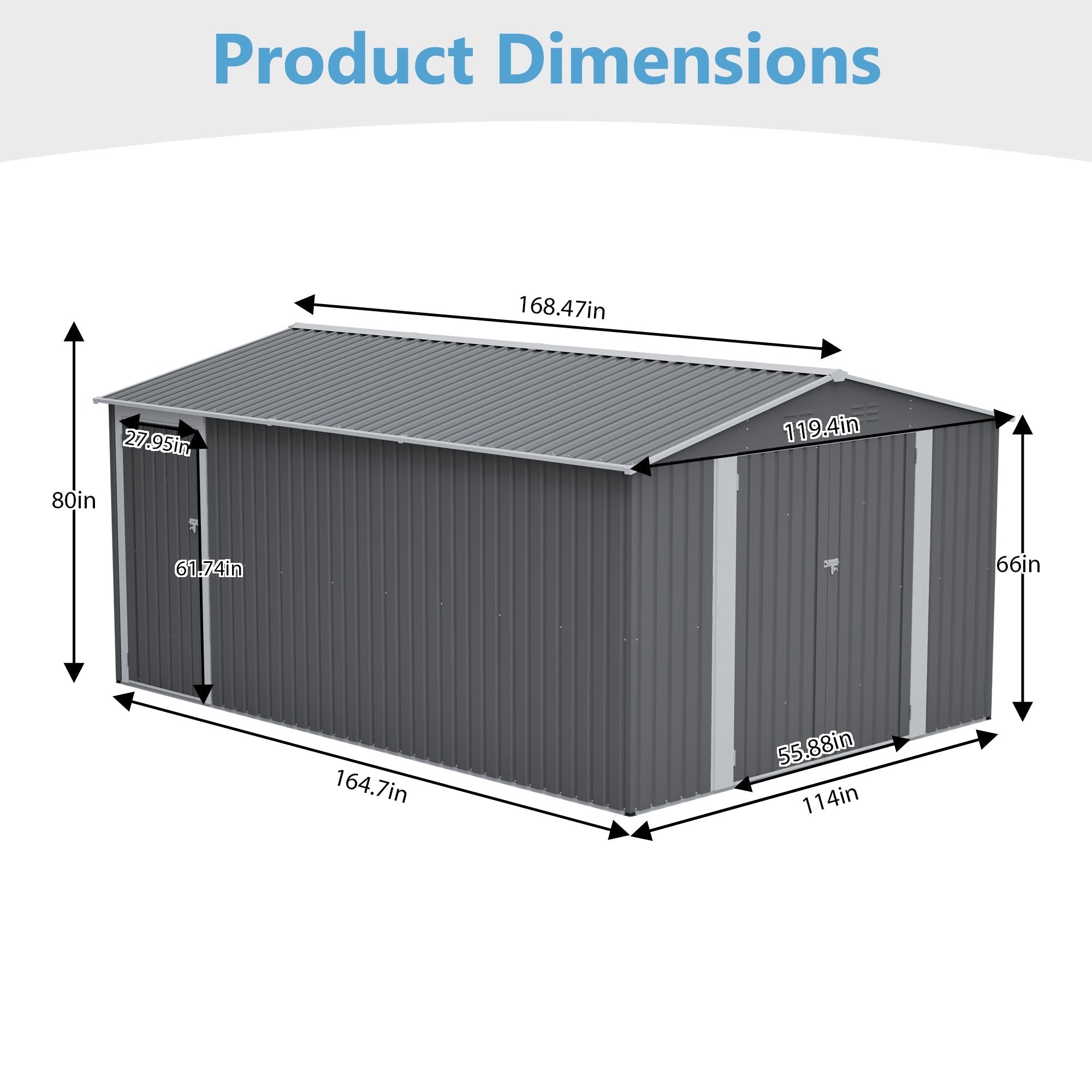 10x14 FT Outdoor Metal Storage Shed