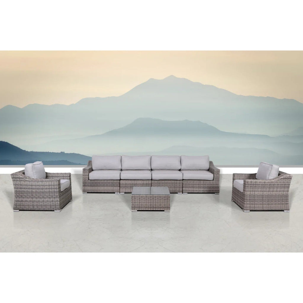 LSI Fully Assembled Outdoor Wicker Seating Group for 6 with Cushions