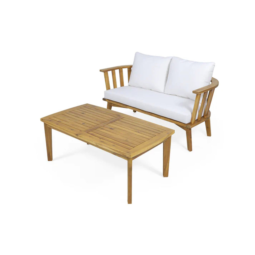 2-Person Outdoor Acacia Wood Patio Seating Group