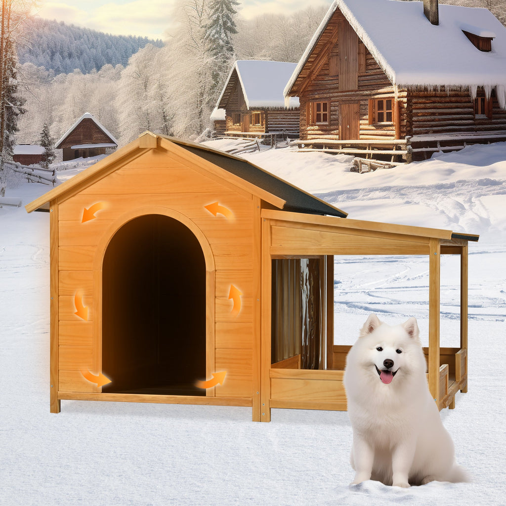 60.2" Large Outdoor Dog House with Insulated Liner