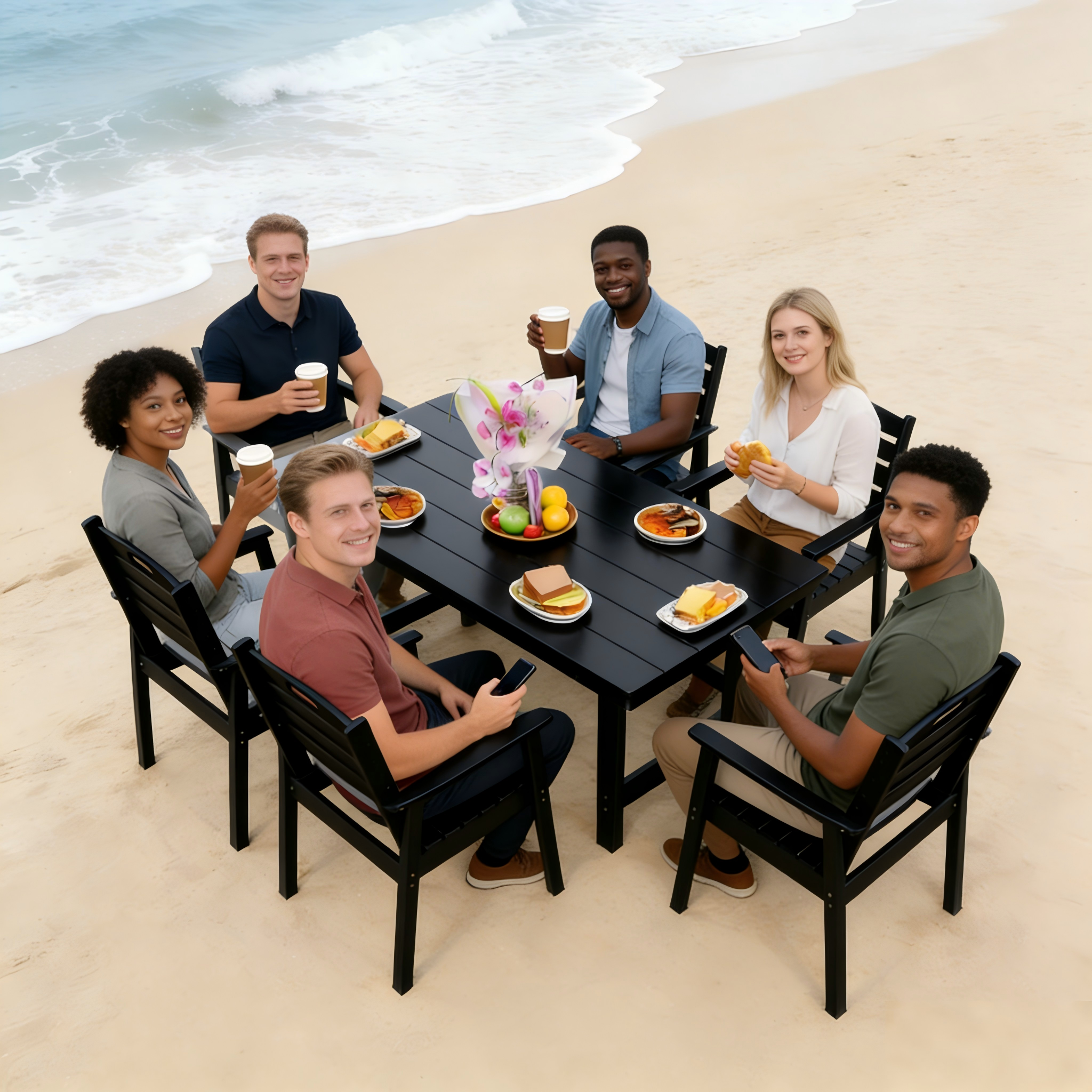 HDPE Outdoor Patio Dining Set - Table and 6 Chairs