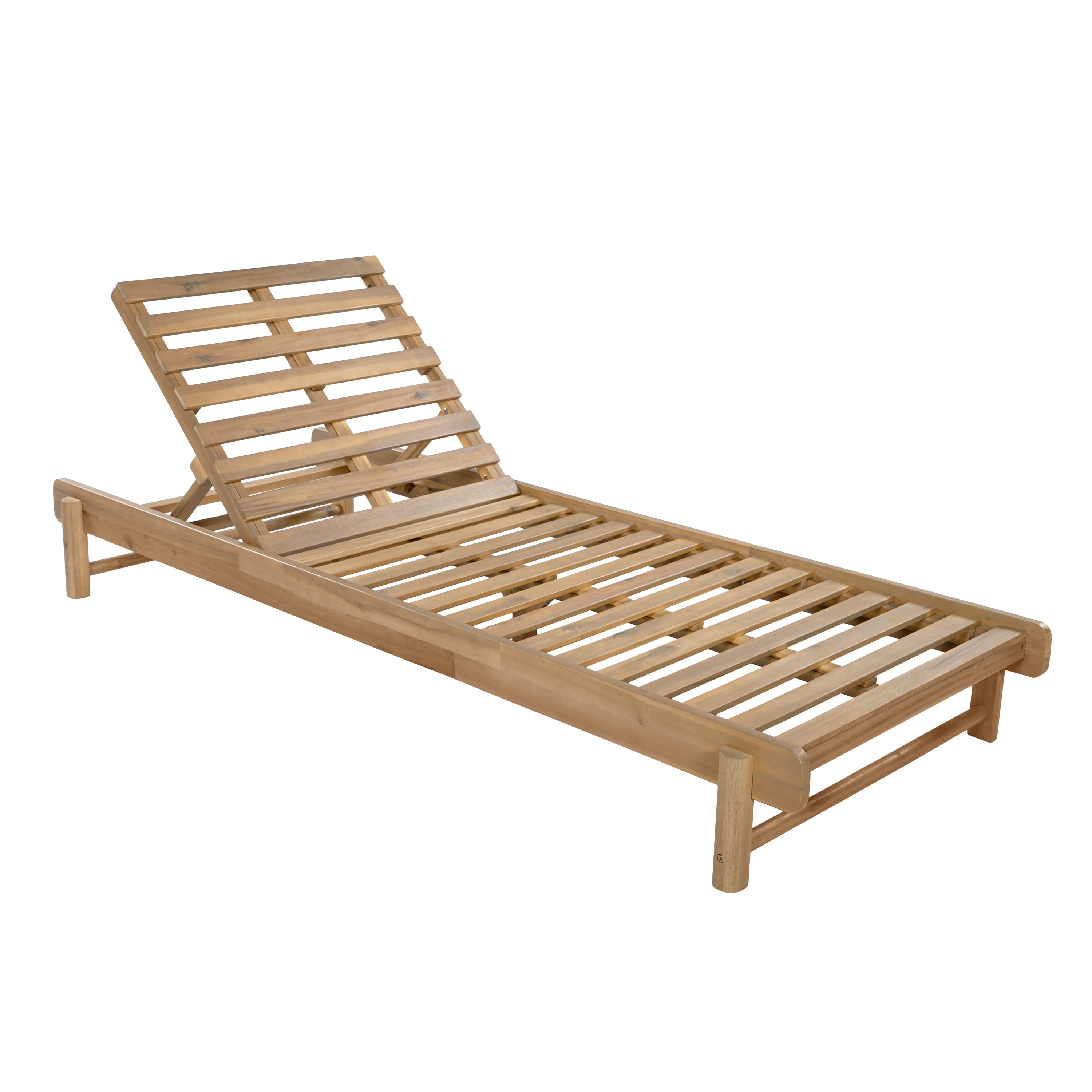 Light Teak Finish Acacia Wood Chaise Lounge Frame