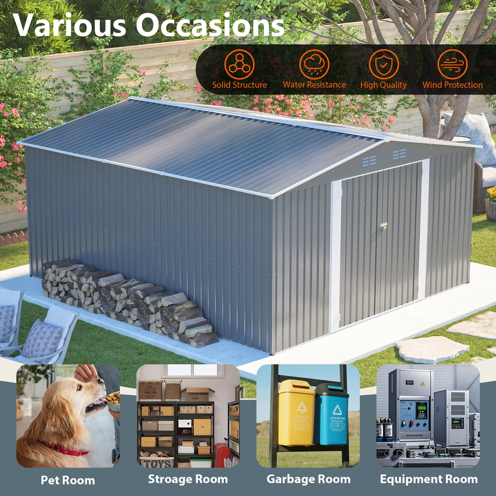 12x14 ft Outdoor Metal Storage Shed