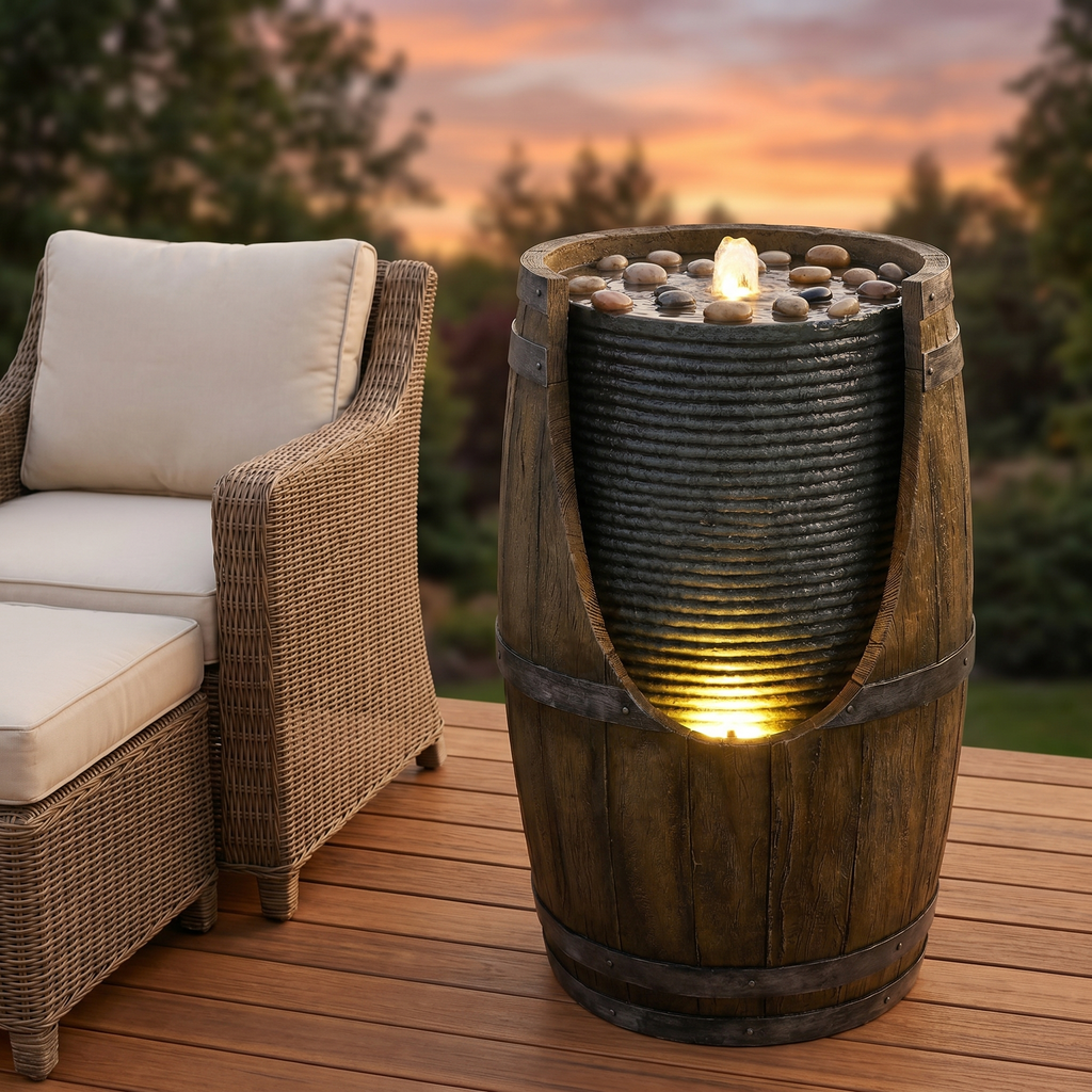Outdoor Water Fountain with Bird Waterer
