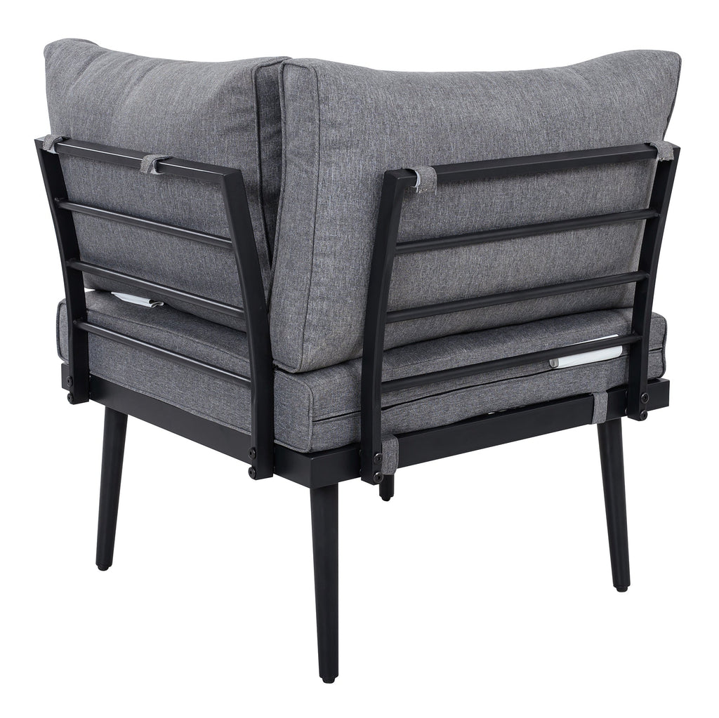 TREXM 6-Piece Outdoor Sectional Sofa Set with Round Nesting Tables