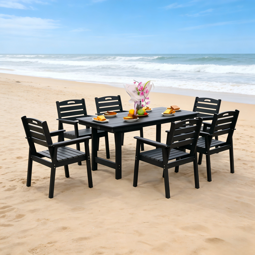 HDPE Outdoor Patio Dining Set - Table and 6 Chairs