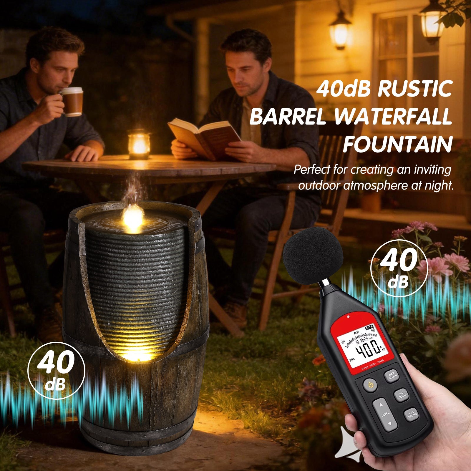 Outdoor Water Fountain with Bird Waterer