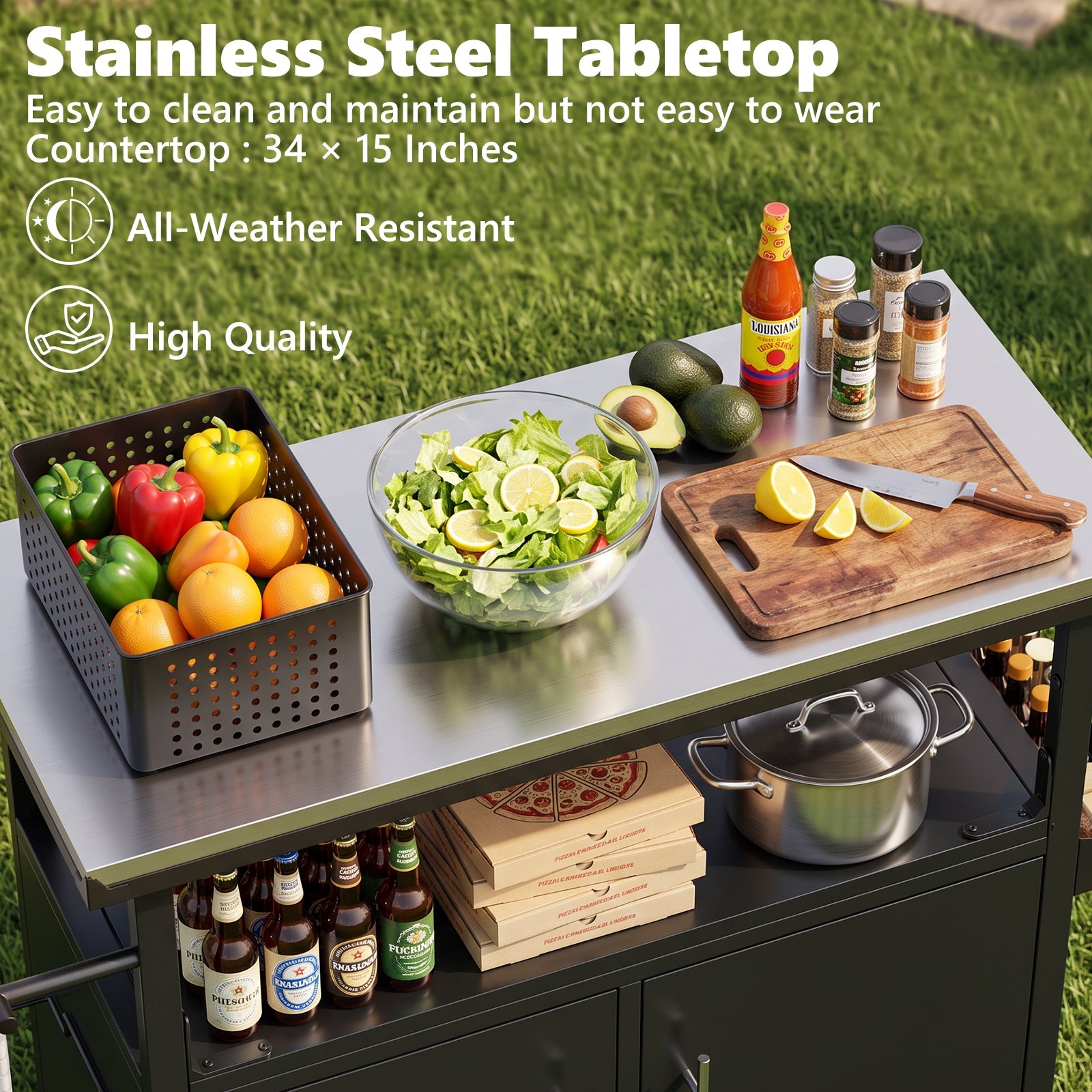 Outdoor Grill Cart with Storage