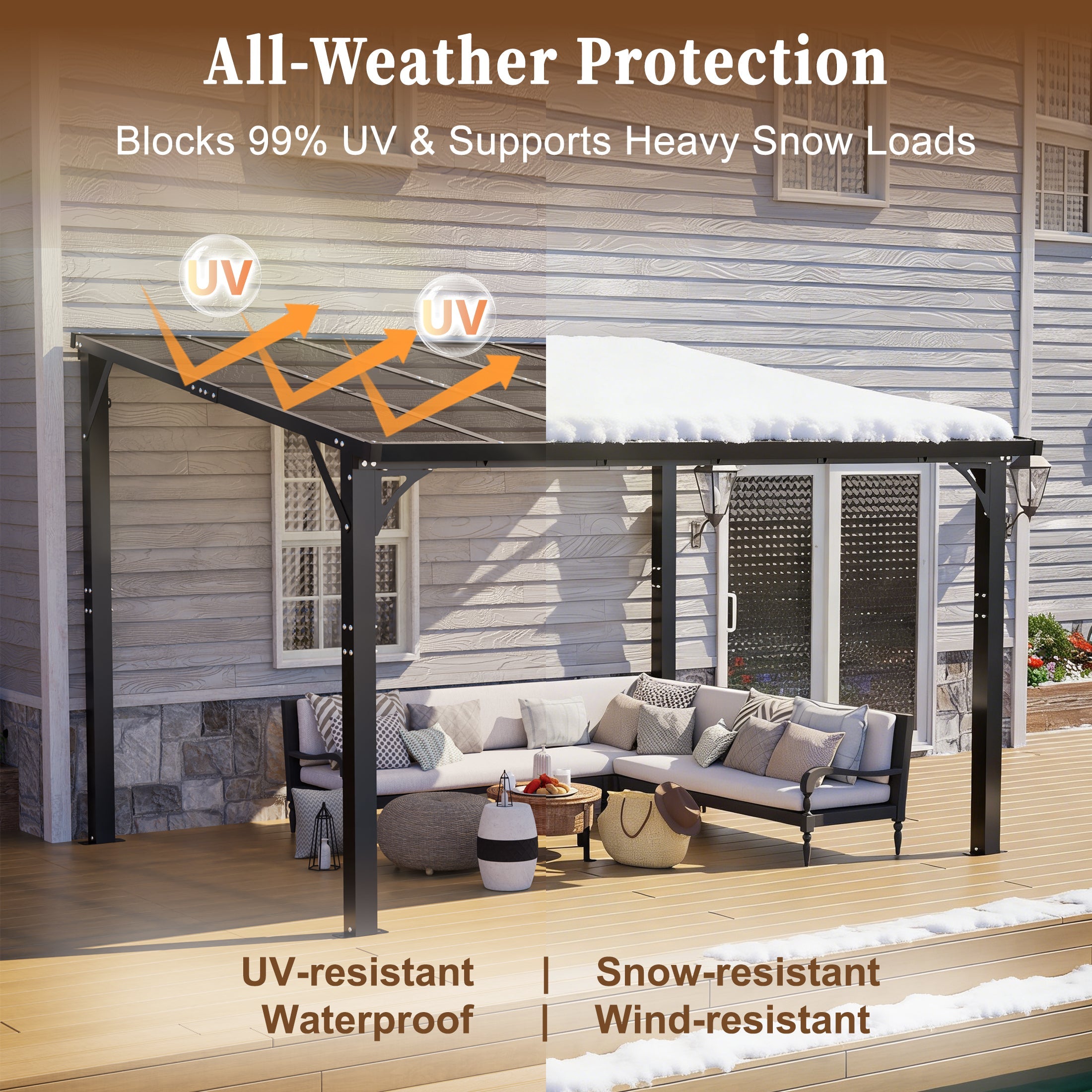 12x10 FT Hardtop Gazebo, Outdoor Patio Pergola