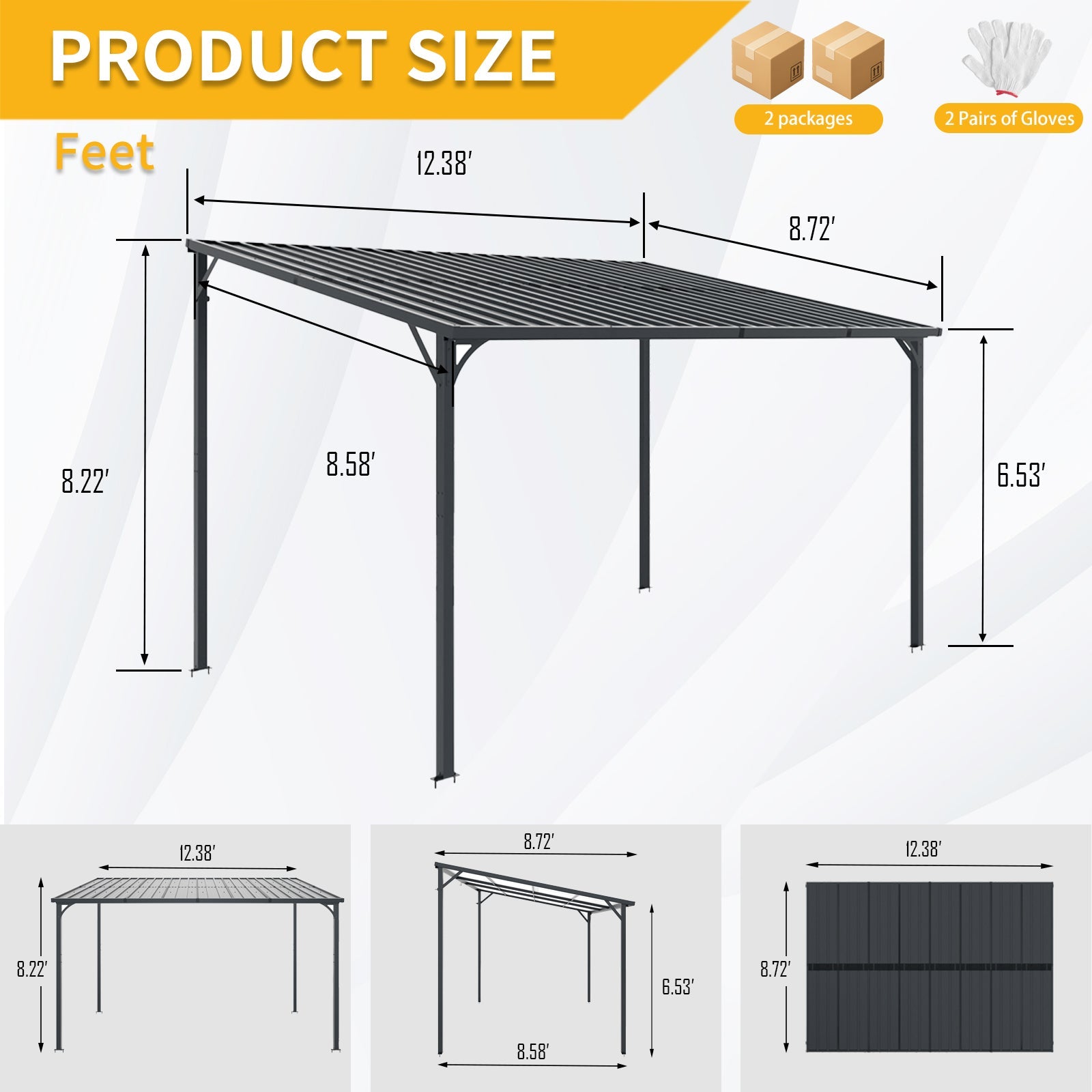 12' x 8' Outdoor Pergola
