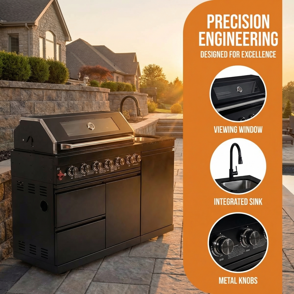 62.6 Inch 6-Burner Deluxe Stainless Steel Propane Gas Outdoor Kitchen Grill