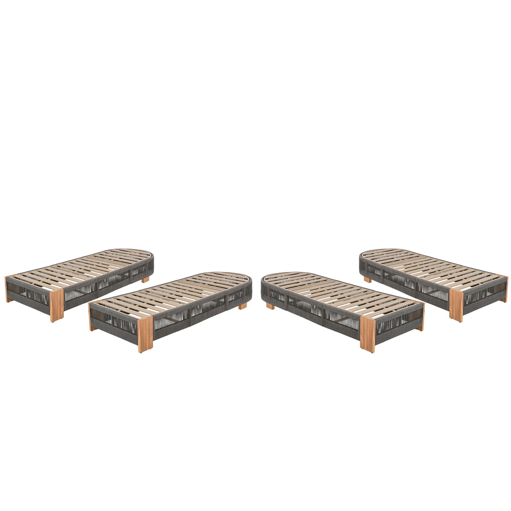 Outdoor Acacia Wood Patio Adjustable Lounge Chair