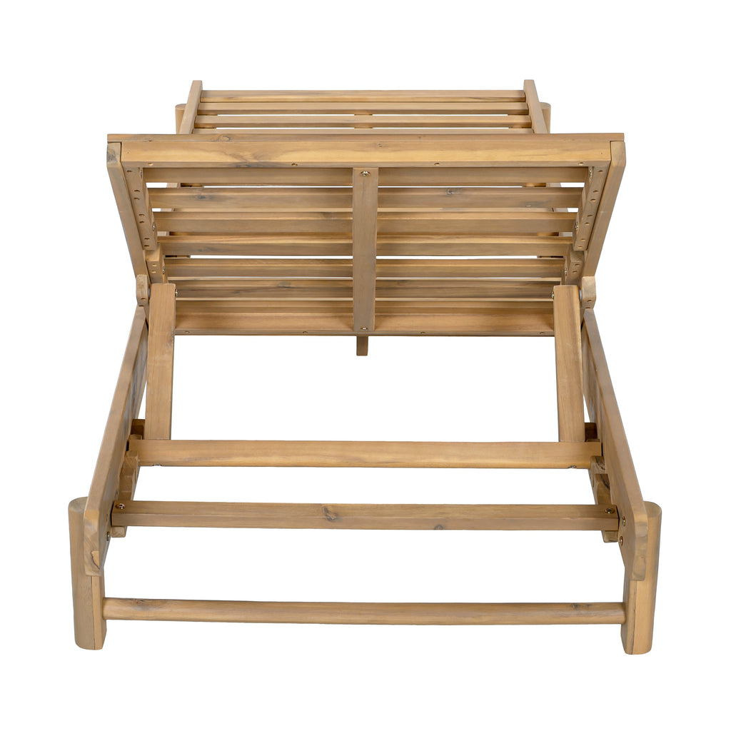 Light Teak Finish Acacia Wood Chaise Lounge Frame