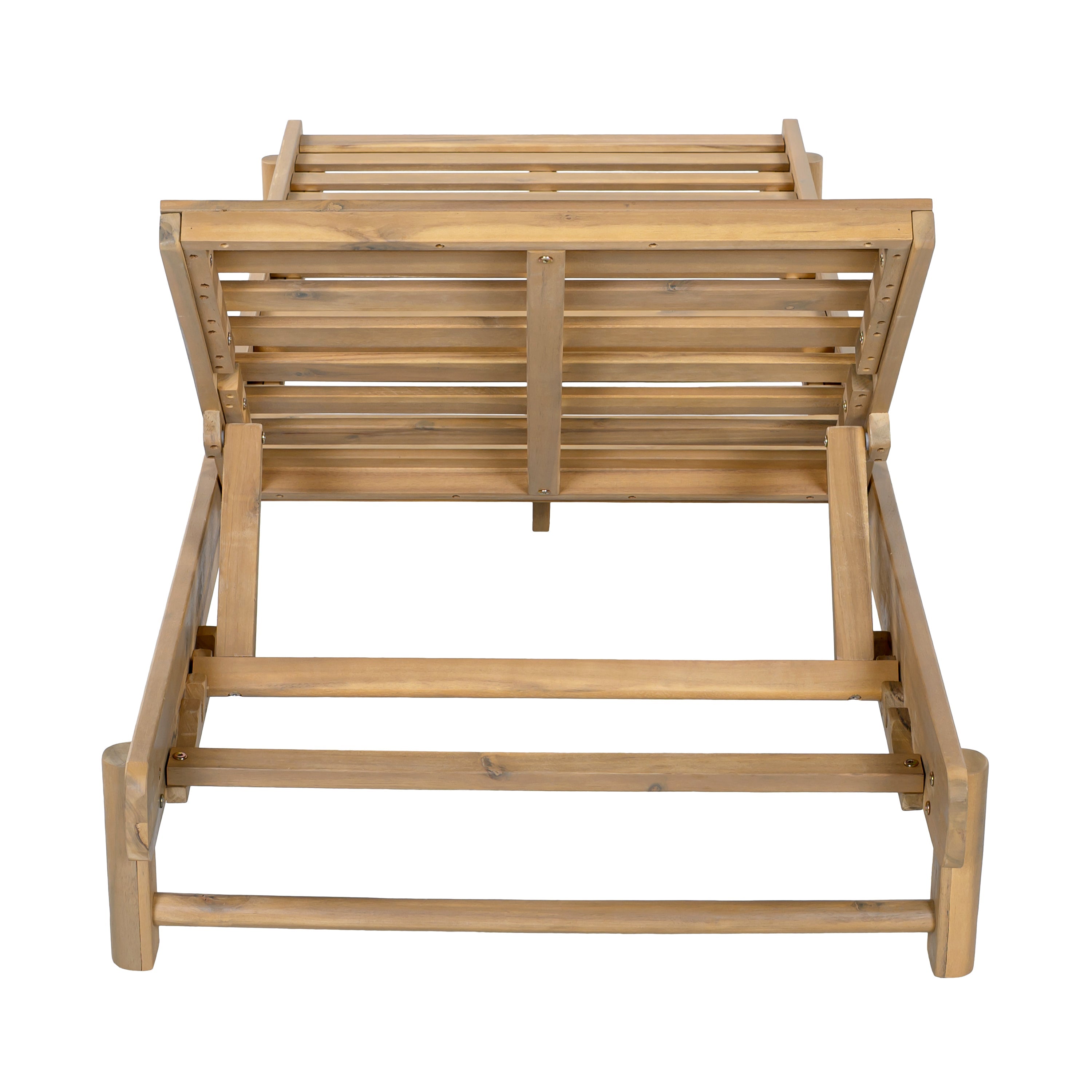 Light Teak Finish Acacia Wood Chaise Lounge Frame
