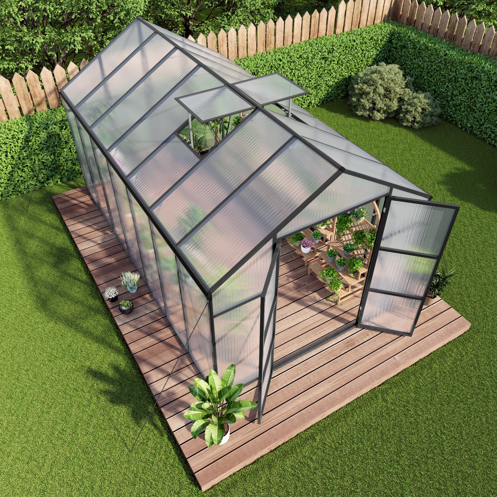 8x14 FT Aluminum Greenhouse for Outdoor Use