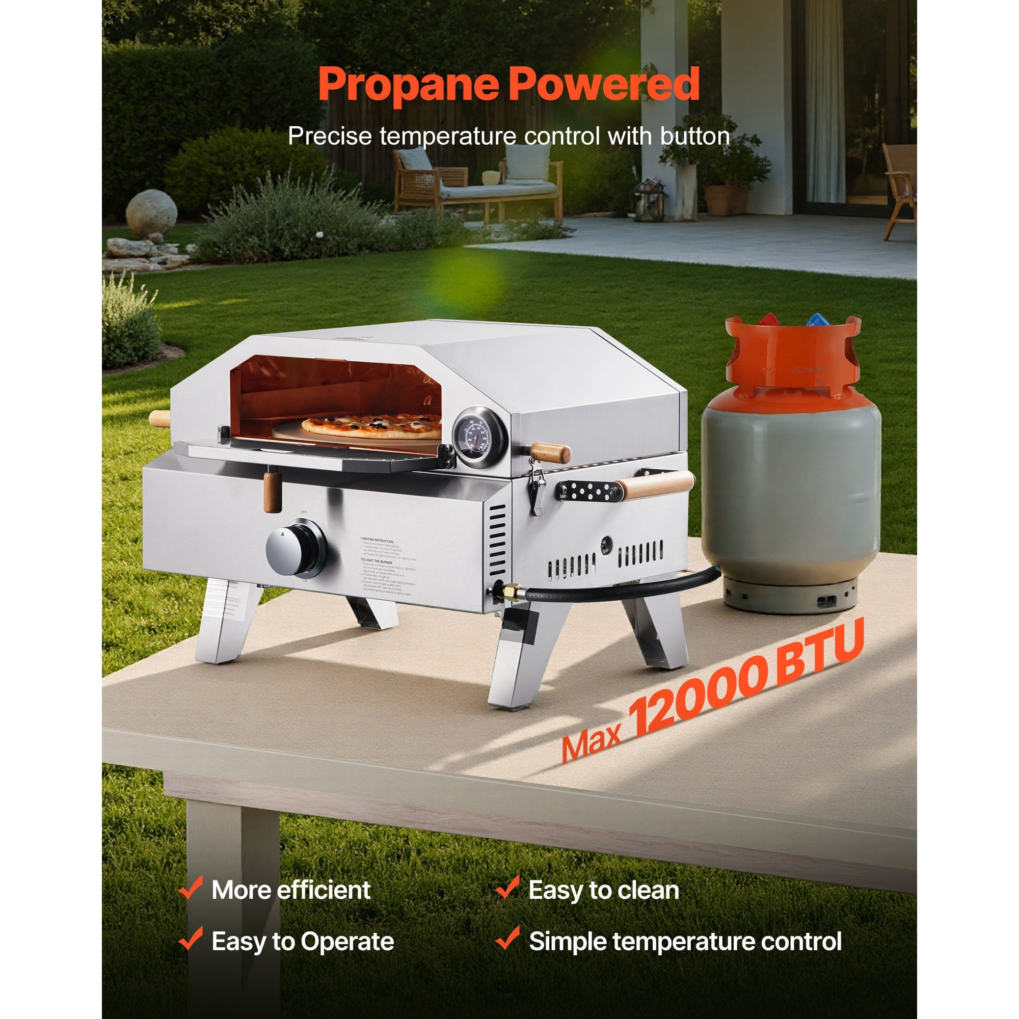 Outdoor Pizza Oven, 13 in Gas Fired Pizza-Maker