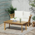 2-Person Outdoor Acacia Wood Patio Seating Group