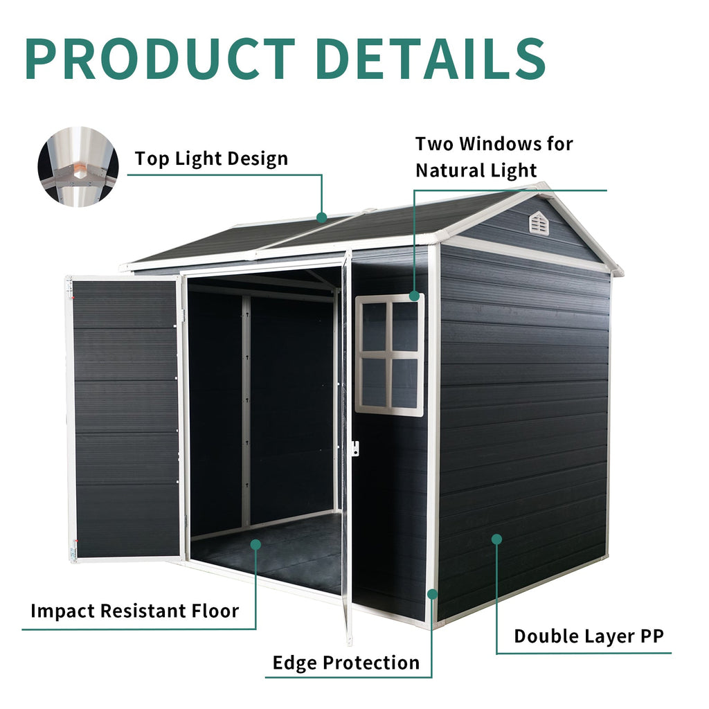 8x4ft Outdoor Resin Garden Shed