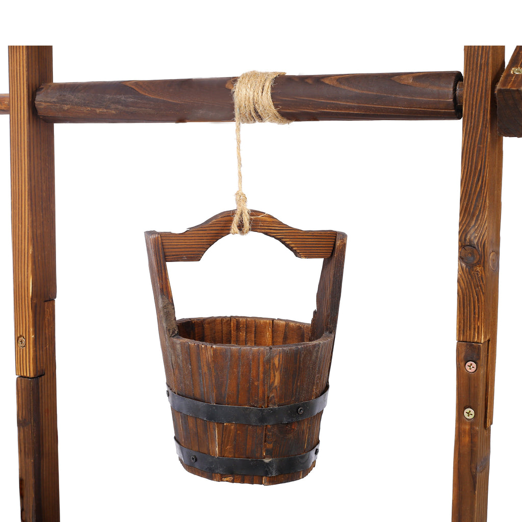 Rustic Wooden Wishing Well Planter Outdoor Home Décor
