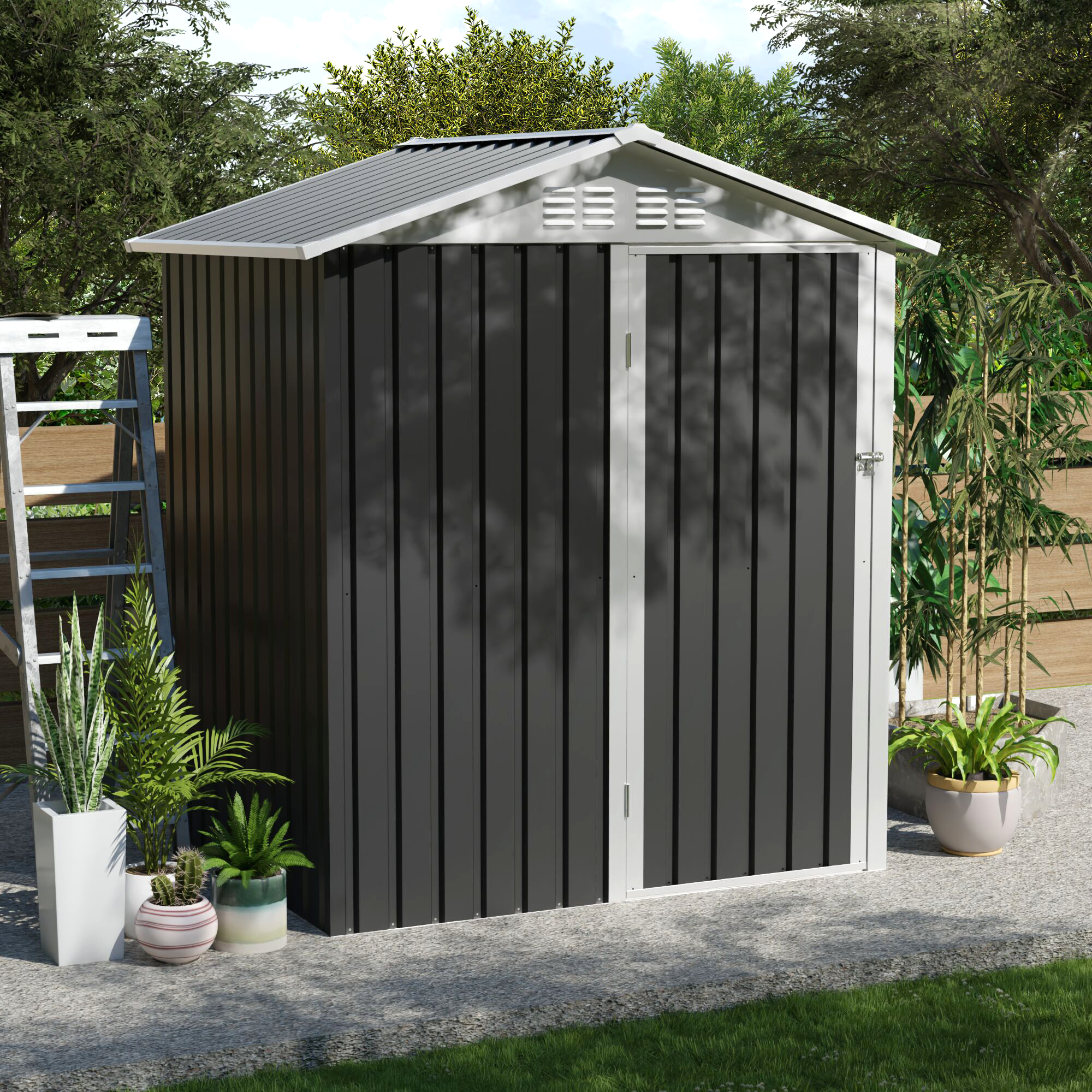 5.4x4.27 FT Outdoor Storage Shed with Hinge Door