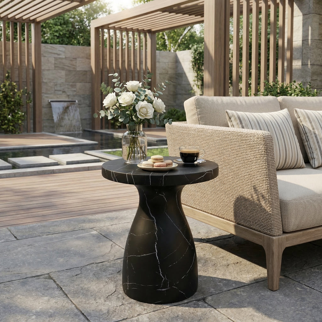Outdoor Travertine MGO Side Table