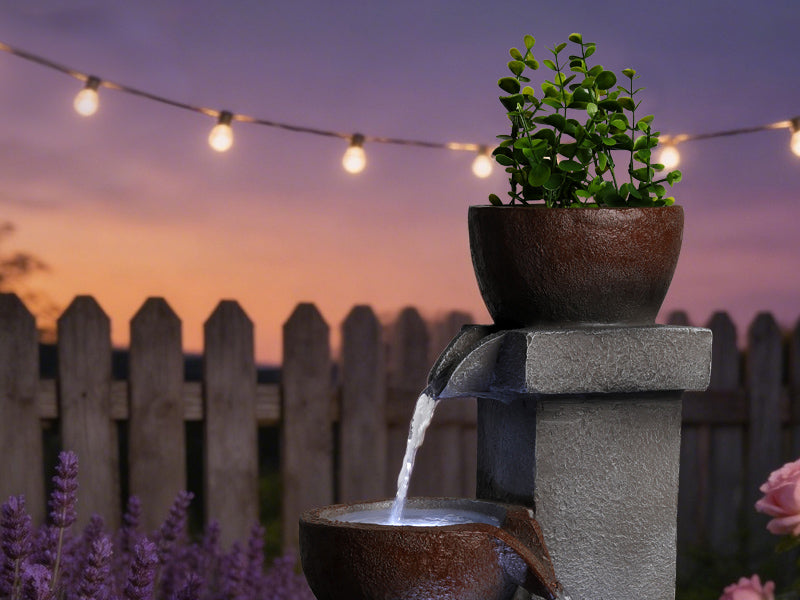 Outdoor Water Fountain Tiered Cascading Jar Waterfall