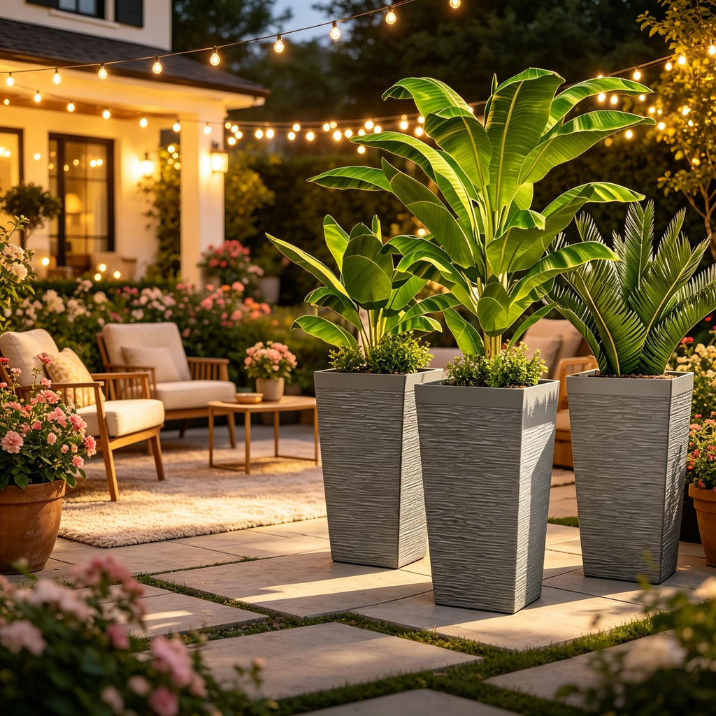 Stackable Design Tapered Planters - 3-Piece Outdoor Set