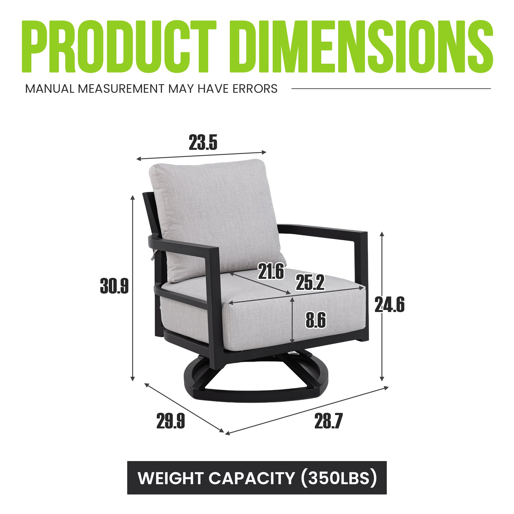 Modern Outdoor Fully Weld Swivel Lounge Chair – Premium Aluminum Frame in Ember