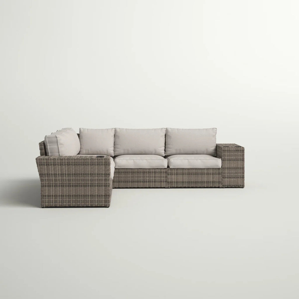 LSI 102'' Wide Outdoor Wicker Patio Sectional with Cushions