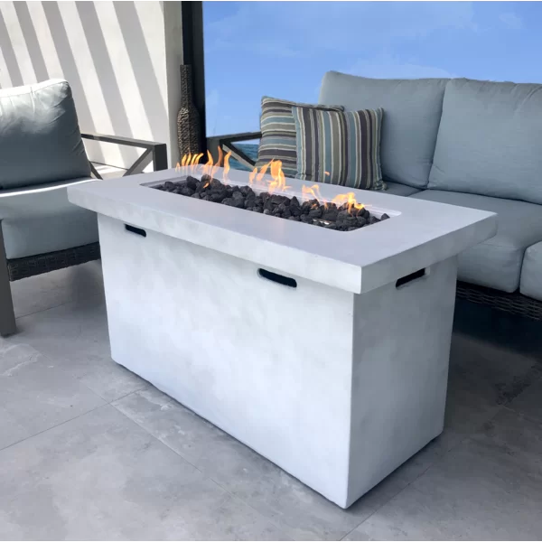 25" H x 42" W Fiber Reinforced Concrete Propane Outdoor Fire Pit Table