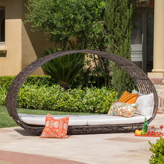 Lavina 91.25'' Wicker Outdoor Patio Canopy Daybed
