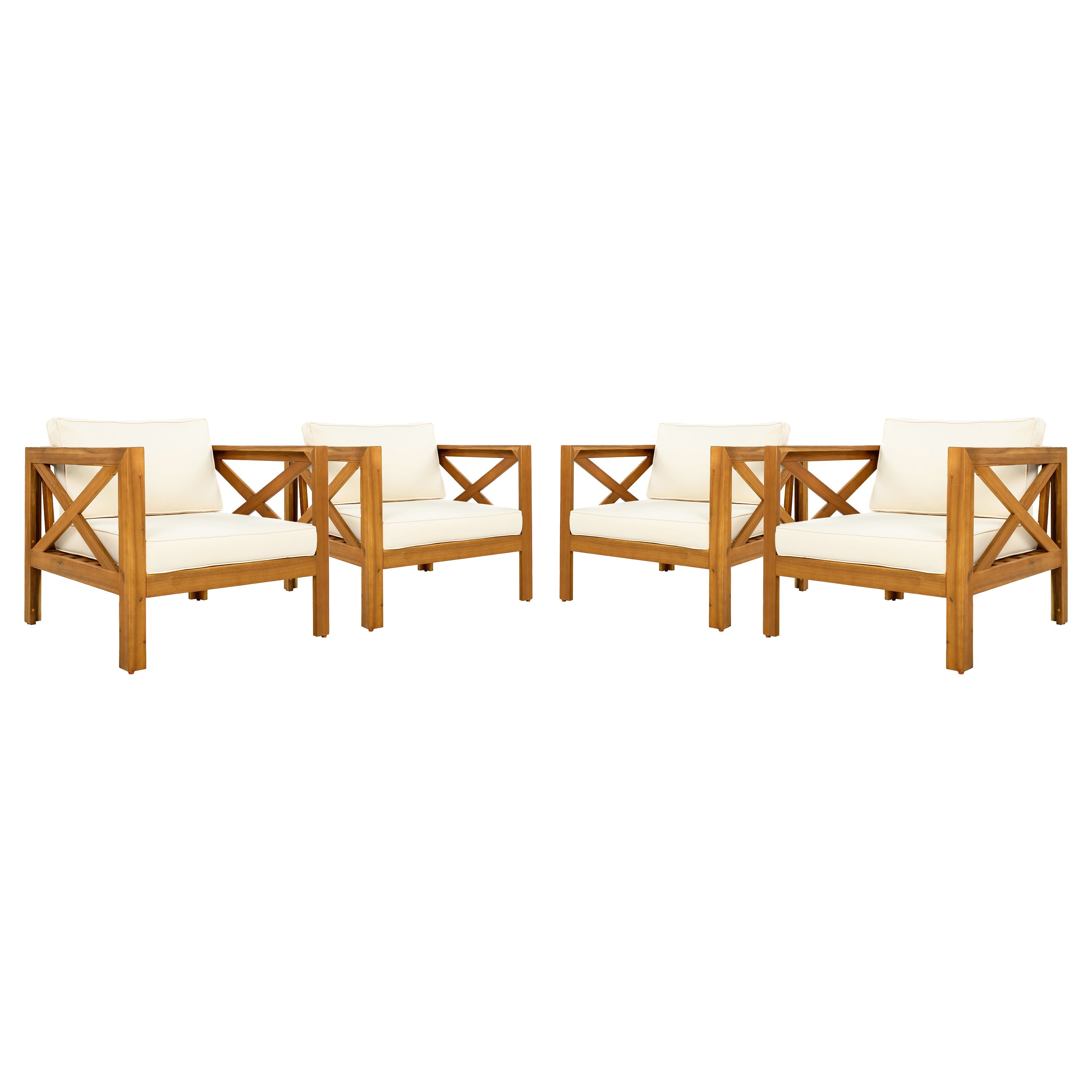 Patio Conversation Set, Outdoor Wood Leisure Seat (Set of 2)
