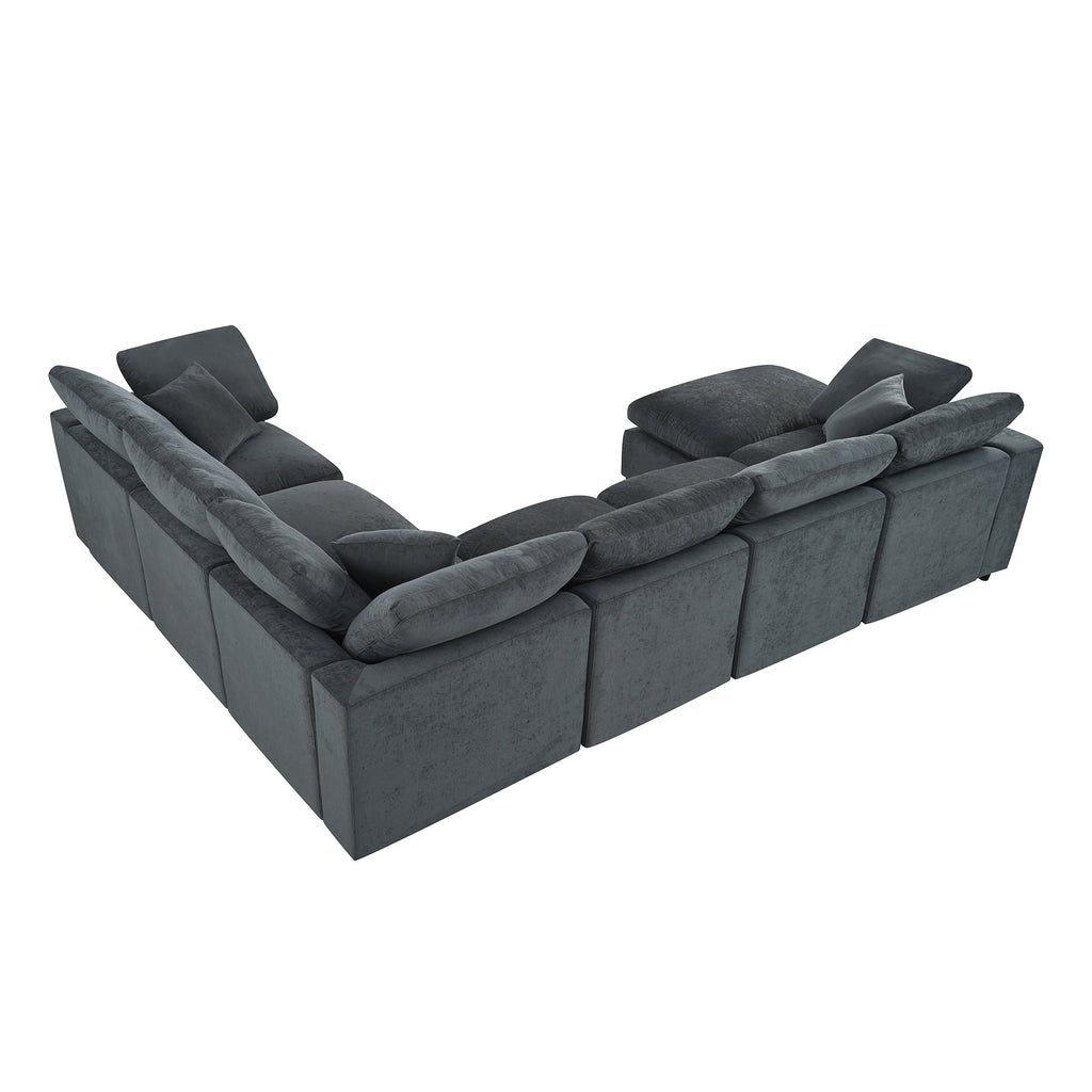 U_Style 120.8" Extra Large 7-Seater Modular Sectional Sofa
