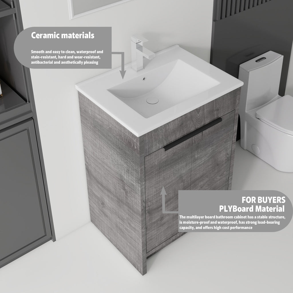 24 Inch Freestanding Bathroom Vanity with Sink