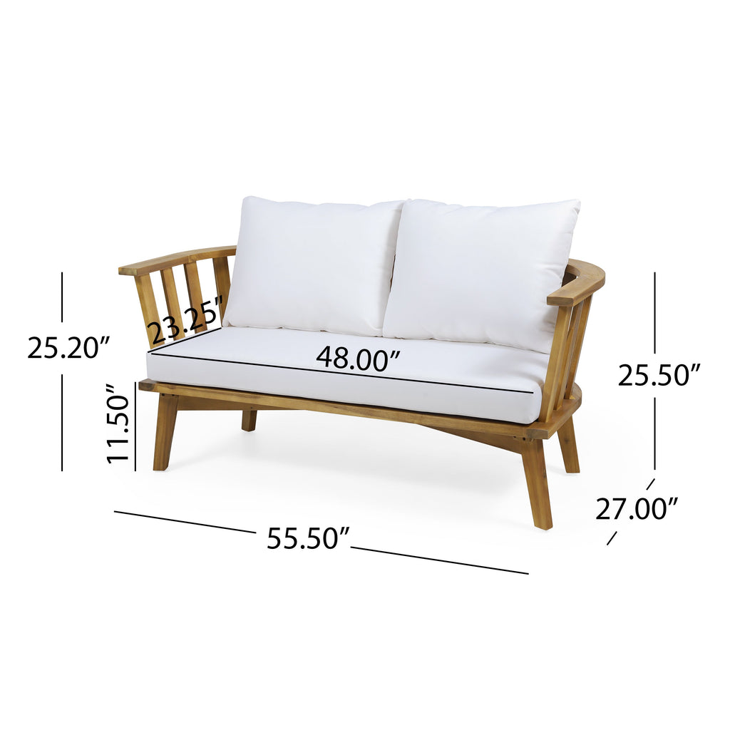2-Person Outdoor Acacia Wood Patio Seating Group