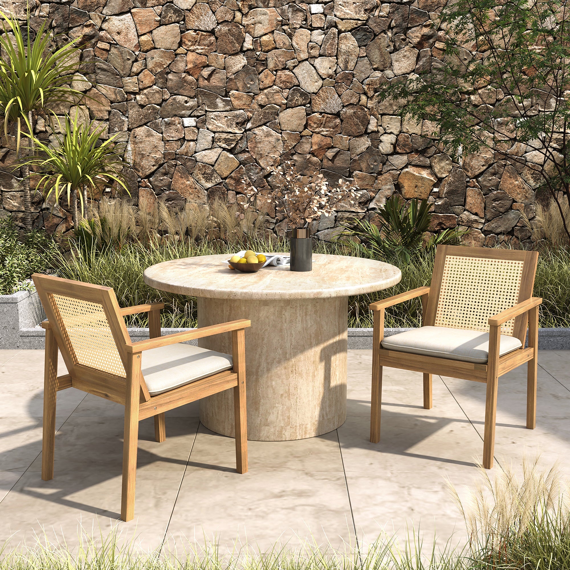 Preston Outdoor Dining Chair with Cushion (Set of 2)
