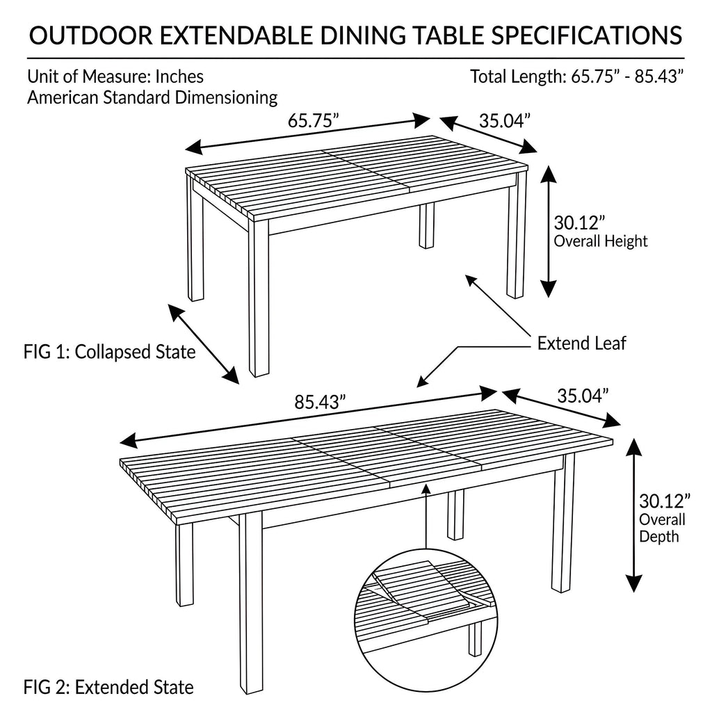 7 Pieces Acacia Wood Outdoor Dining Set