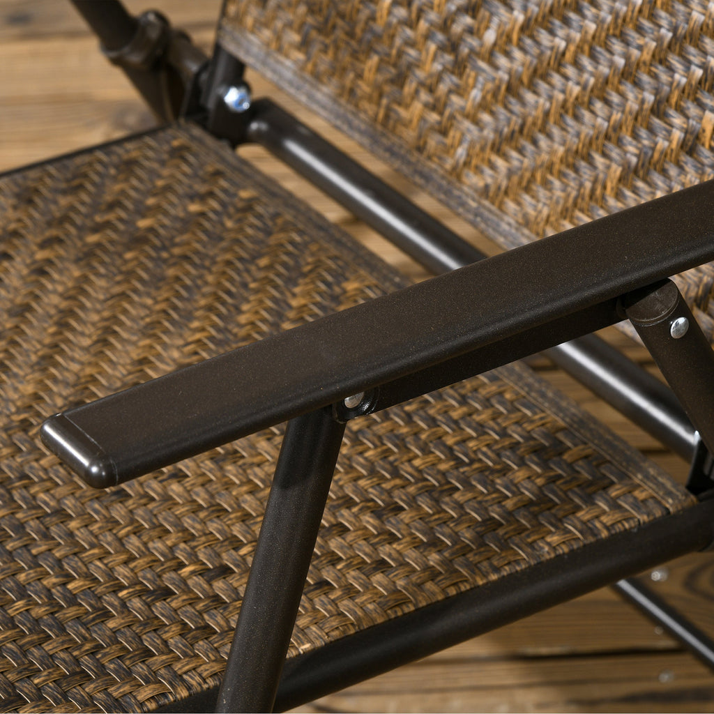 5-Piece Foldable Wicker Patio Dining Set with Umbrella Hole – Dark Brown