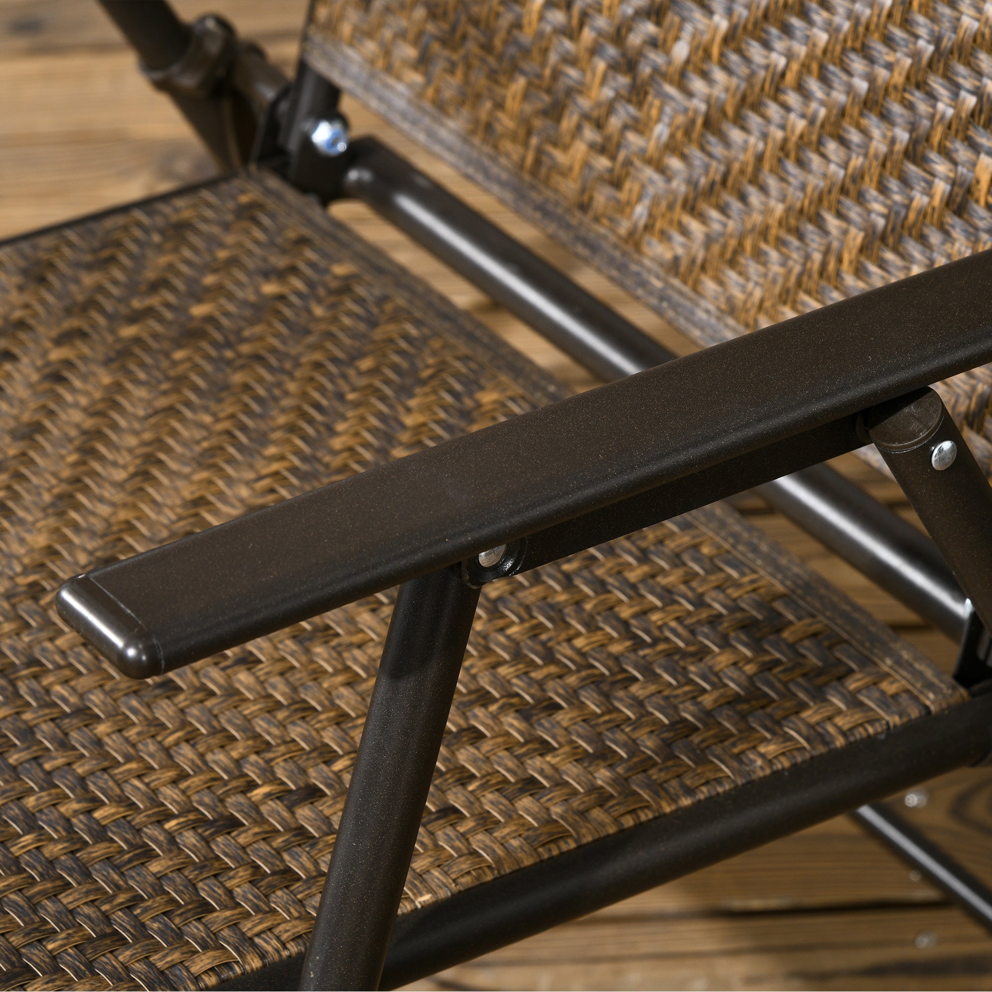 5-Piece Foldable Wicker Patio Dining Set with Umbrella Hole – Dark Brown