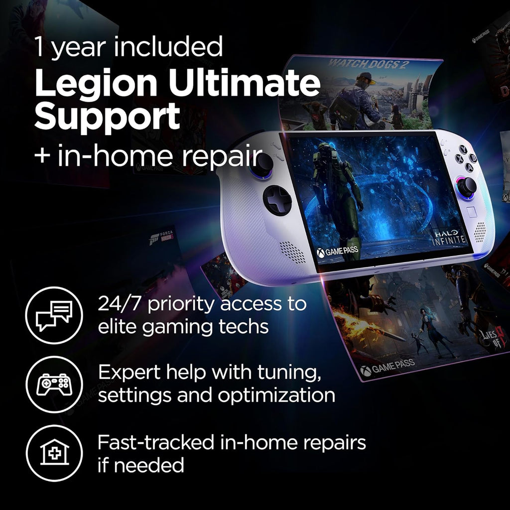Lenovo Legion Go S - 2025 - Mobile Gaming Console - AMD Radeon graphics - 8" PureSight IPS Display - 120Hz - AMD Ryzen™ Z2 Go - 16GB Memory - 512GB Storage - Glacier White - Free PC Game Pass