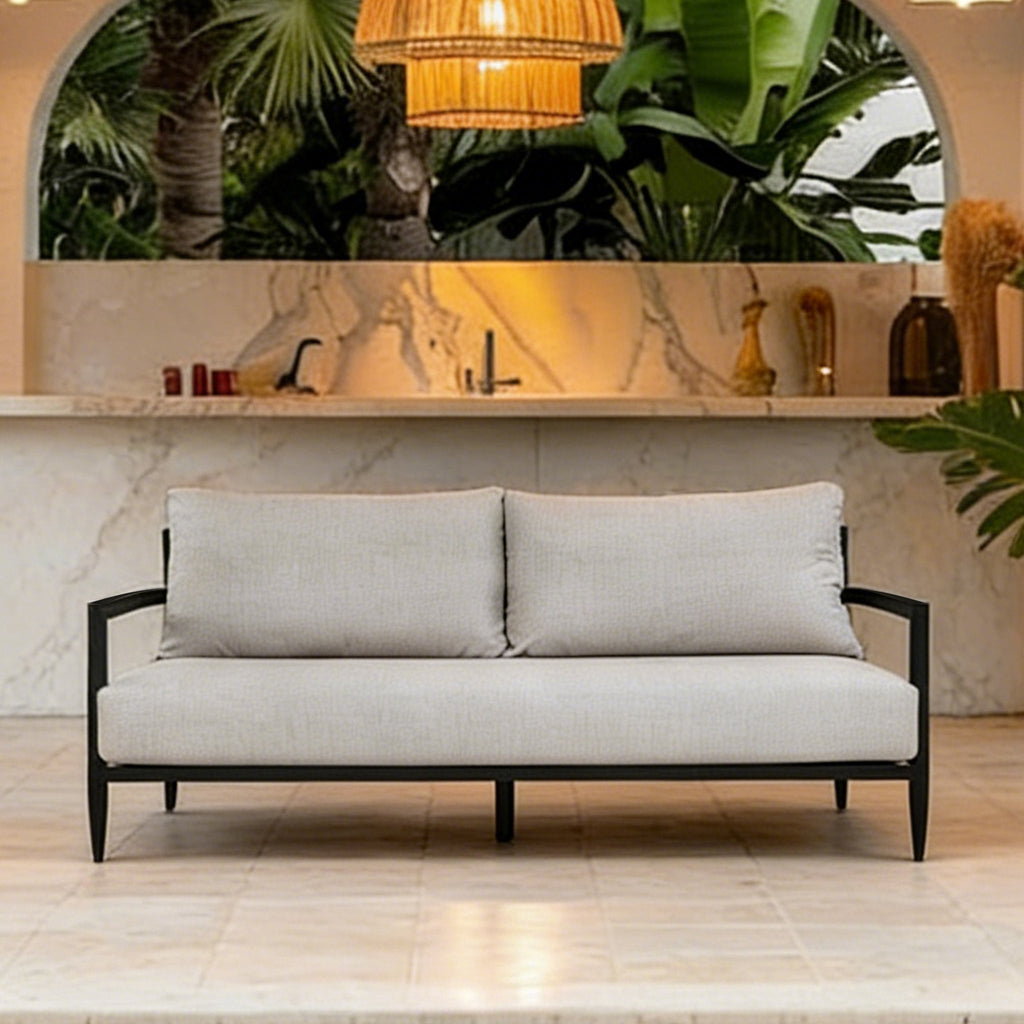 Modern Outdoor Fully Weld Bench Seat Sofa in Ember