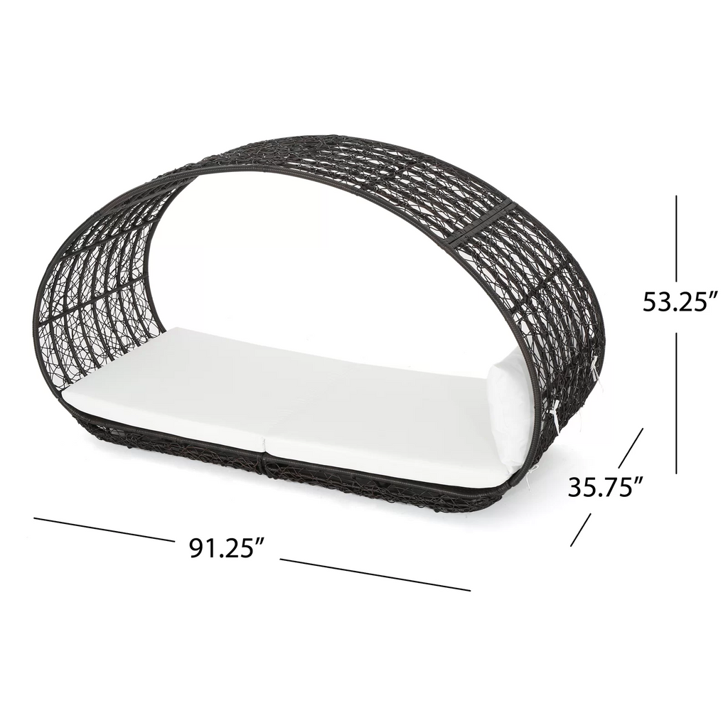 Lavina 91.25'' Wicker Outdoor Patio Canopy Daybed