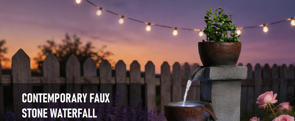 Outdoor Water Fountain Tiered Cascading Jar Waterfall