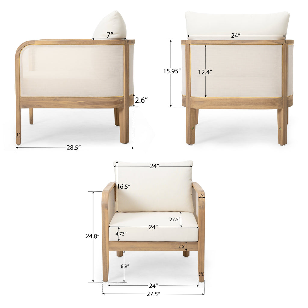 Outdoor Acacia Wood Patio Club Chair