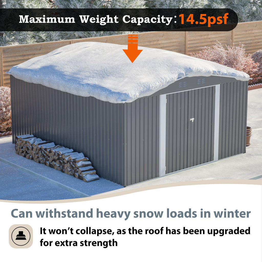 12x14 ft Outdoor Metal Storage Shed